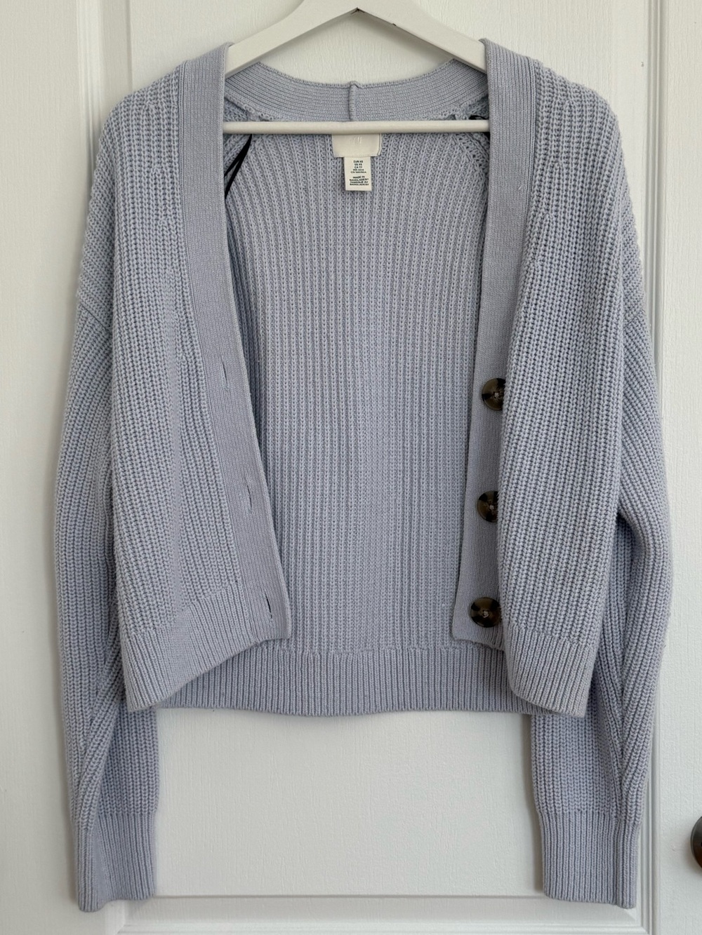 H&M Light Lavender Ribbed Button-Front Cropped Cardigan | Size XS
